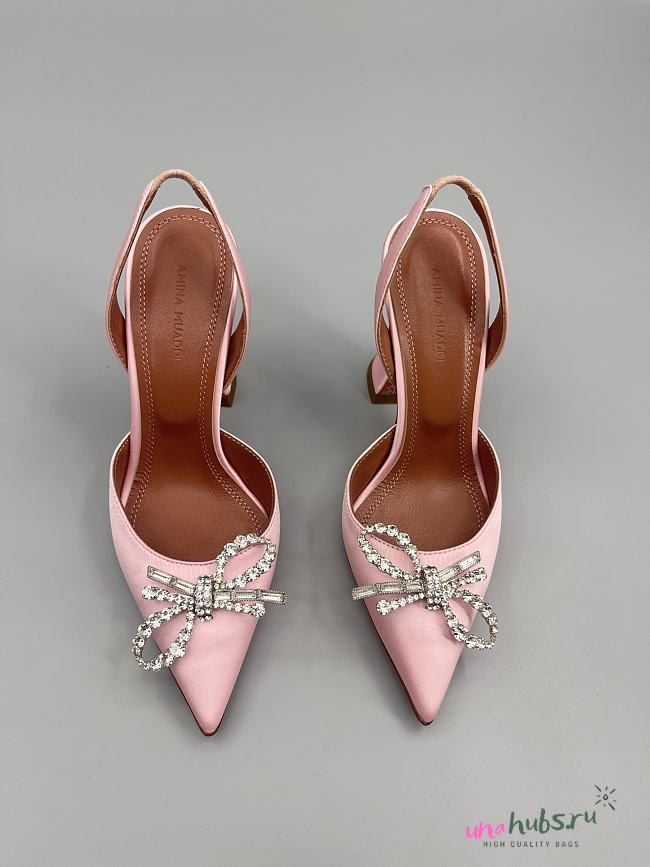 	 Amina Muaddi Light Pink Rosie Sling Heels 9.5cm - 1