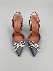 	 Amina Muaddi Grey Rosie Sling Heels 9.5cm - 1
