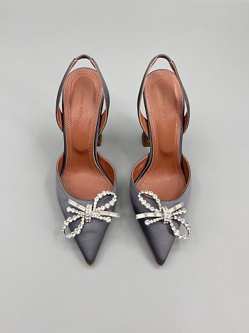 	 Amina Muaddi Grey Rosie Sling Heels 9.5cm