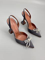 	 Amina Muaddi Grey Rosie Sling Heels 9.5cm - 5