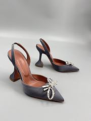 	 Amina Muaddi Grey Rosie Sling Heels 9.5cm - 4