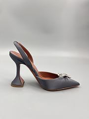 	 Amina Muaddi Grey Rosie Sling Heels 9.5cm - 2