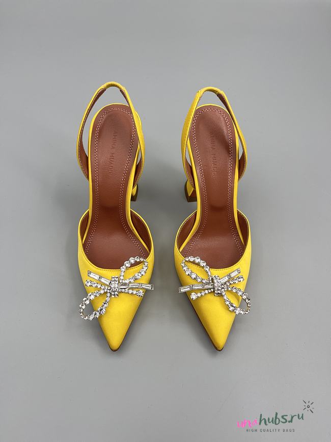 	 Amina Muaddi Yellow Rosie Sling Heels 9.5cm - 1