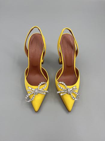 	 Amina Muaddi Yellow Rosie Sling Heels 9.5cm