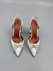	 Amina Muaddi White Rosie Sling Heels 9.5cm - 1