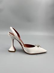 	 Amina Muaddi White Rosie Sling Heels 9.5cm - 6