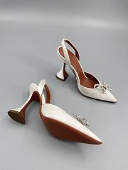 	 Amina Muaddi White Rosie Sling Heels 9.5cm - 5
