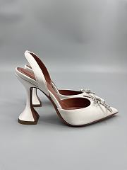 	 Amina Muaddi White Rosie Sling Heels 9.5cm - 4