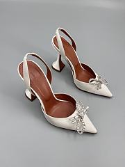 	 Amina Muaddi White Rosie Sling Heels 9.5cm - 3