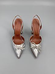 	 Amina Muaddi Silver Rosie Sling Heels 9.5cm - 1