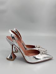 	 Amina Muaddi Silver Rosie Sling Heels 9.5cm - 5