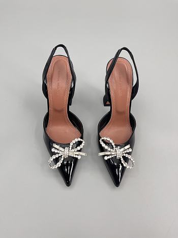 	 Amina Muaddi Patent Black Rosie Sling Heels 9.5cm