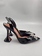 	 Amina Muaddi Patent Black Rosie Sling Heels 9.5cm - 6