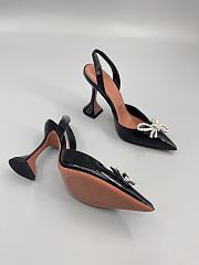 	 Amina Muaddi Patent Black Rosie Sling Heels 9.5cm - 5