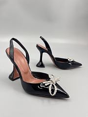 	 Amina Muaddi Patent Black Rosie Sling Heels 9.5cm - 4