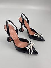 	 Amina Muaddi Patent Black Rosie Sling Heels 9.5cm - 2