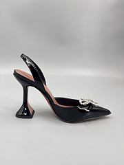 	 Amina Muaddi Patent Black Rosie Sling Heels 9.5cm - 3