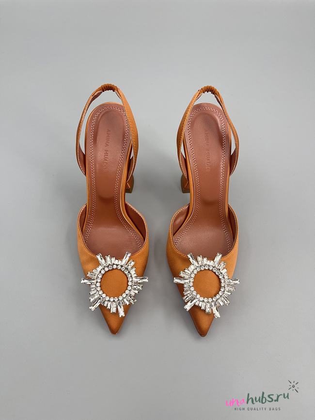 Amina Muaddi Begum Sling Pumps In Caramel Color 9.5cm - 1