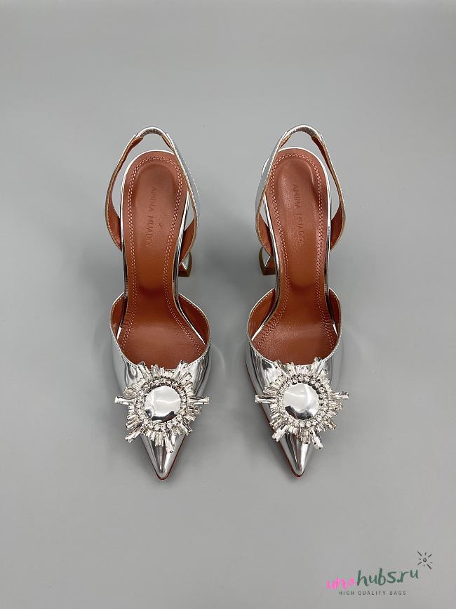 	 Amina Muaddi Begum Sling Pumps In Silver Color 9.5cm - 1