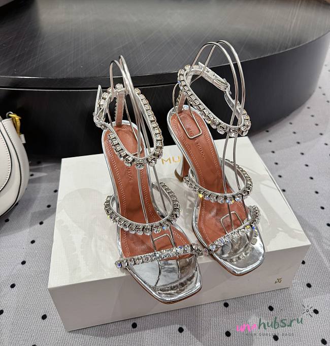 Amina Muaddi 100mm Gilda crystal-embellished Sandals In Silver - 1