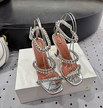 Amina Muaddi 100mm Gilda crystal-embellished Sandals In Silver