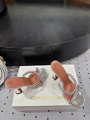 	 Amina Muaddi 100mm Gilda crystal-embellished Silver Mules - 4