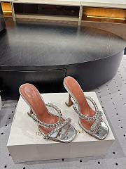 	 Amina Muaddi 100mm Gilda crystal-embellished Silver Mules - 3