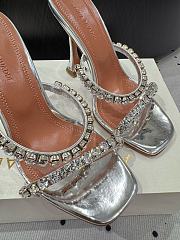 	 Amina Muaddi 100mm Gilda crystal-embellished Silver Mules - 2