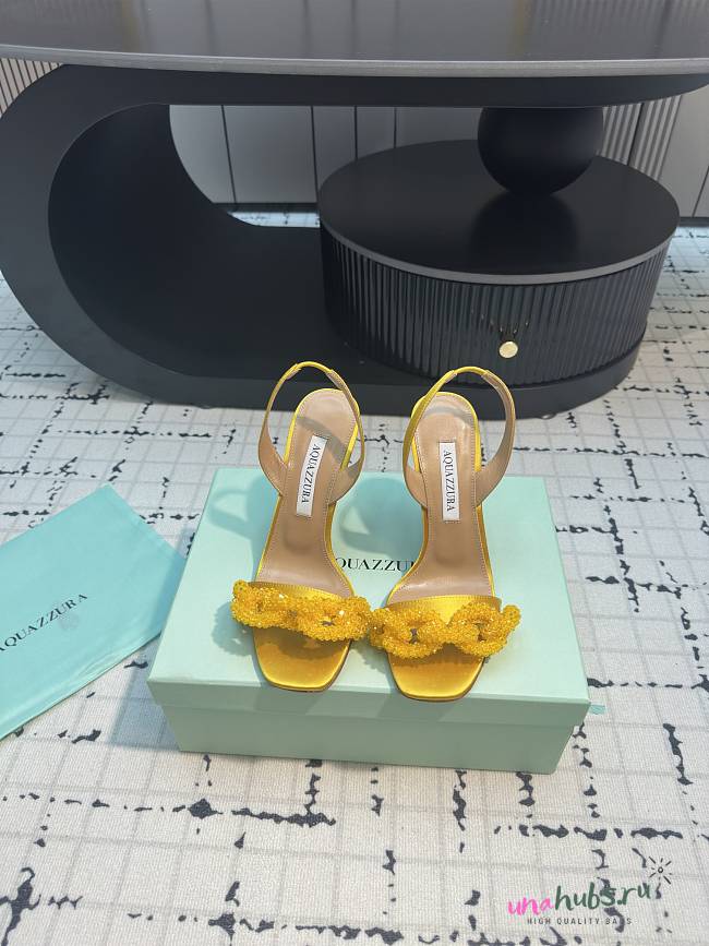 	 Aquazzura Yellow Slingback Sandals 10cm - 1