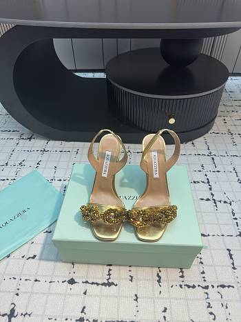 	 Aquazzura Gold Slingback Sandals 10cm
