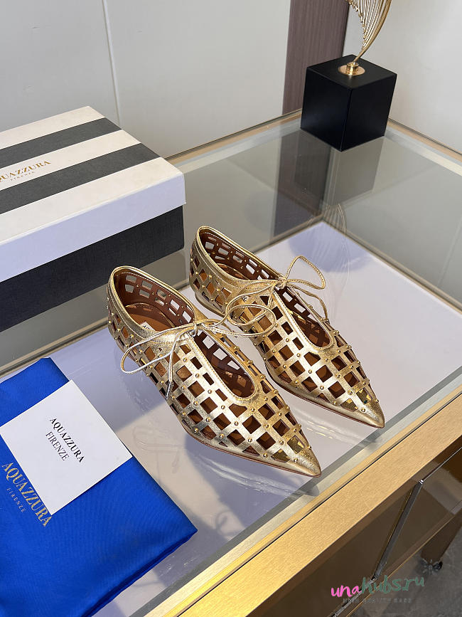 	 Aquazzura Flat Shoes In Gold - 1