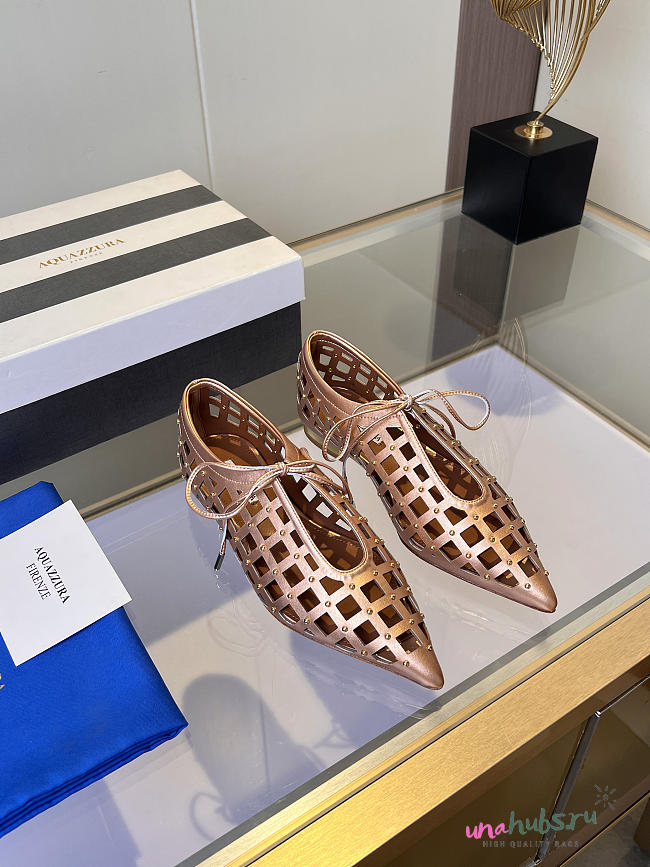 	 Aquazzura Flat Shoes In Rose Gold - 1