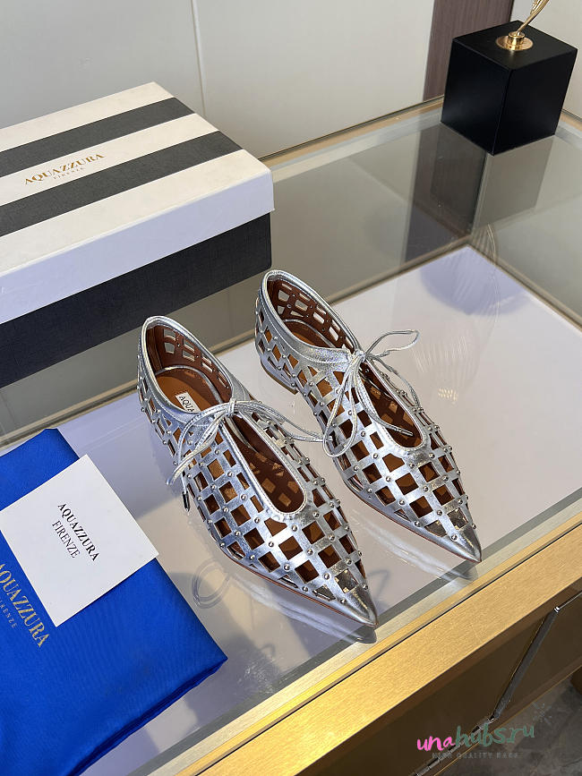 	 Aquazzura Flat Shoes In Silver - 1