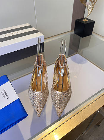 Aquazzura Crystal Tulle Flat Rose Gold