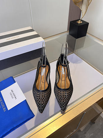 	 Aquazzura Crystal Tulle Flat Black