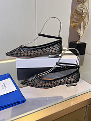 	 Aquazzura Crystal Tulle Flat Black - 6