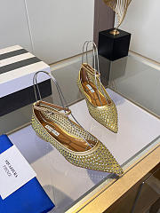 	 Aquazzura Crystal Tulle Flat Gold - 6