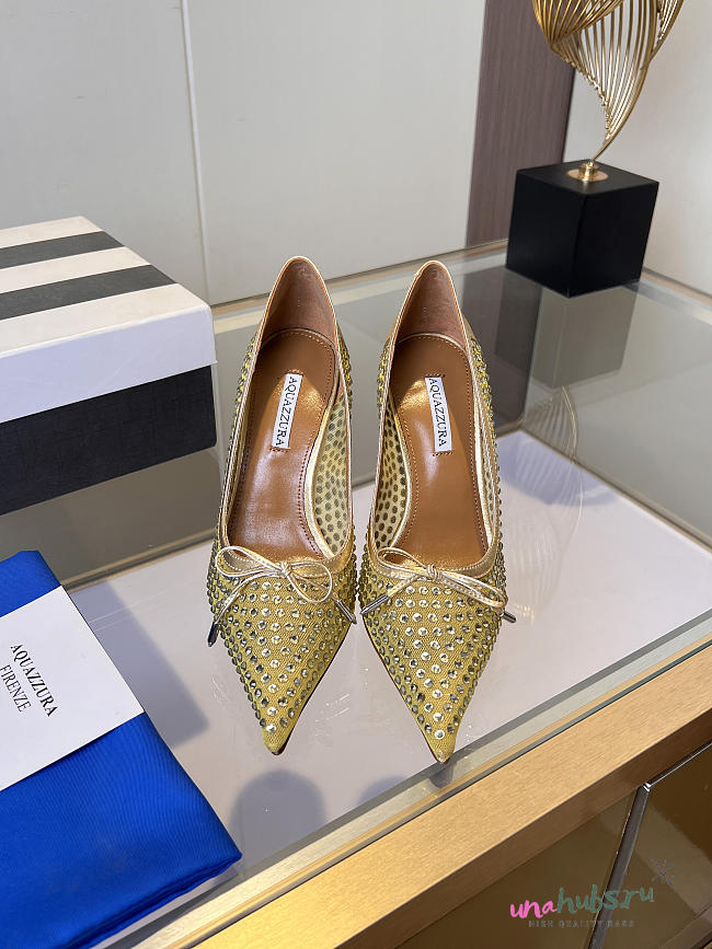 	 Aquazzura Gold Crystal Pump 10cm - 1