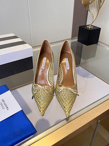	 Aquazzura Gold Crystal Pump 10cm