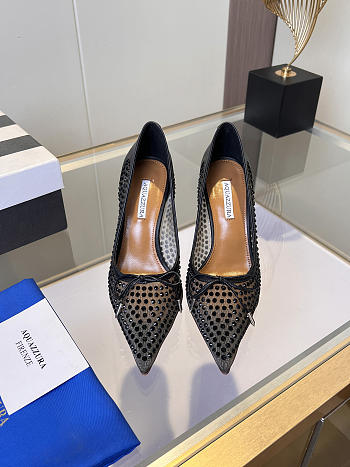 	 Aquazzura Black Crystal Pump 10cm