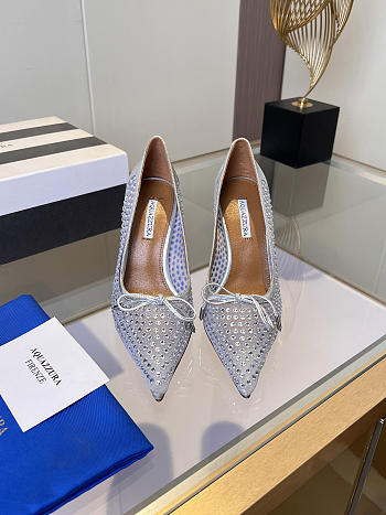 	 Aquazzura Silver Crystal Pump 10cm