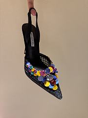 Aquazzura Can Can 105 sequined suede slingback pumps in black - 6