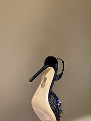 Aquazzura Can Can 105 sequined suede slingback pumps in black - 5