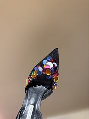 Aquazzura Can Can 105 sequined suede slingback pumps in black - 4