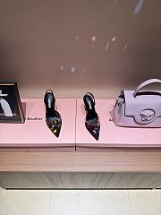 Aquazzura Can Can 105 sequined suede slingback pumps in black - 2