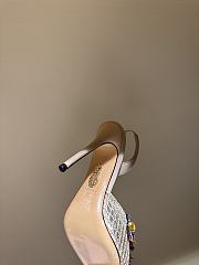 	 Aquazzura Can Can 105 sequined suede slingback pumps in beige - 5