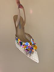 	 Aquazzura Can Can 105 sequined suede slingback pumps in beige - 4