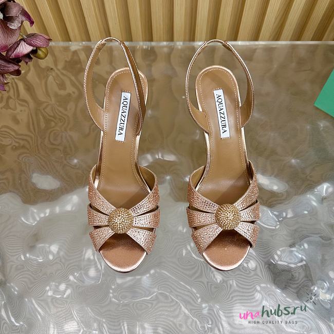 Aquazzura Italian Flirt 100/85 embellished leather sandals in beige - 1