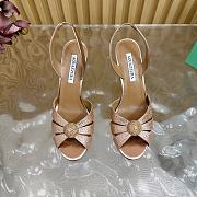 Aquazzura Italian Flirt 100/85 embellished leather sandals in beige - 1