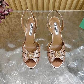 Aquazzura Italian Flirt 100/85 embellished leather sandals in beige